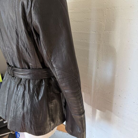 Andrew Mark Sloane Lambskin Leather Jacket  Brown L Urban Timeless Smart Casual - Picture 6 of 11